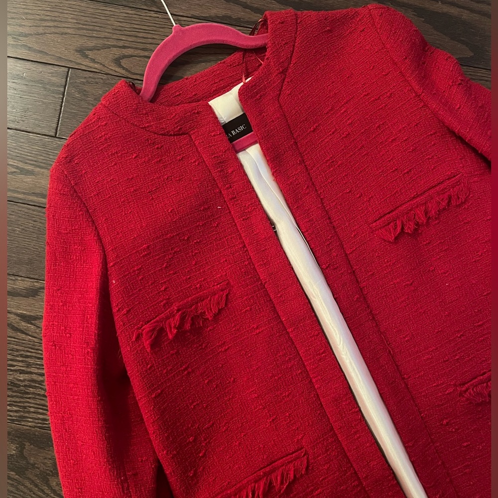 ZARA | Red Tweed Coat.